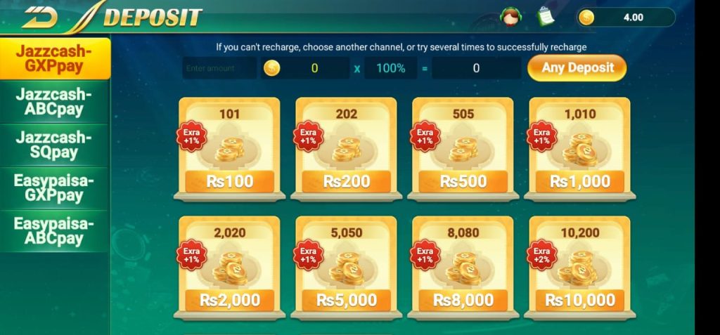 Bet629 Game Home Screen