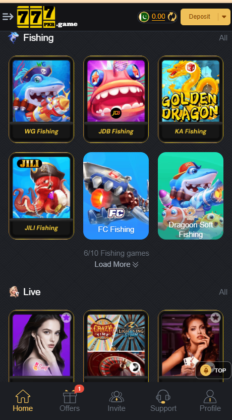 777Pkr Game Home Screen