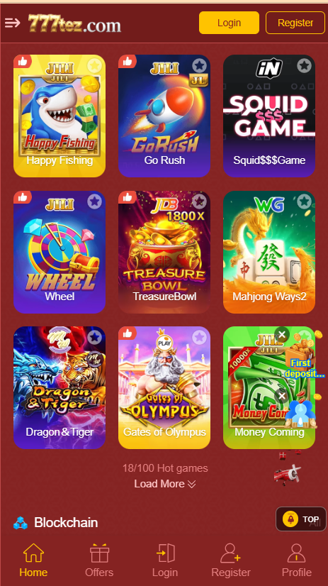 777Tez Game Home Screen