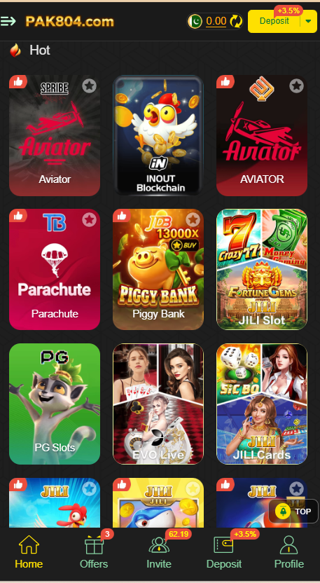 Pak804 Game Home Screen