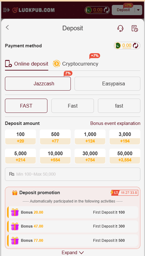 LuckPub Game Deposits