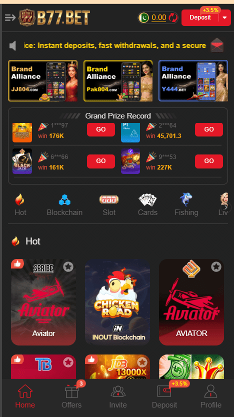 B77.Bet Game Home Screen