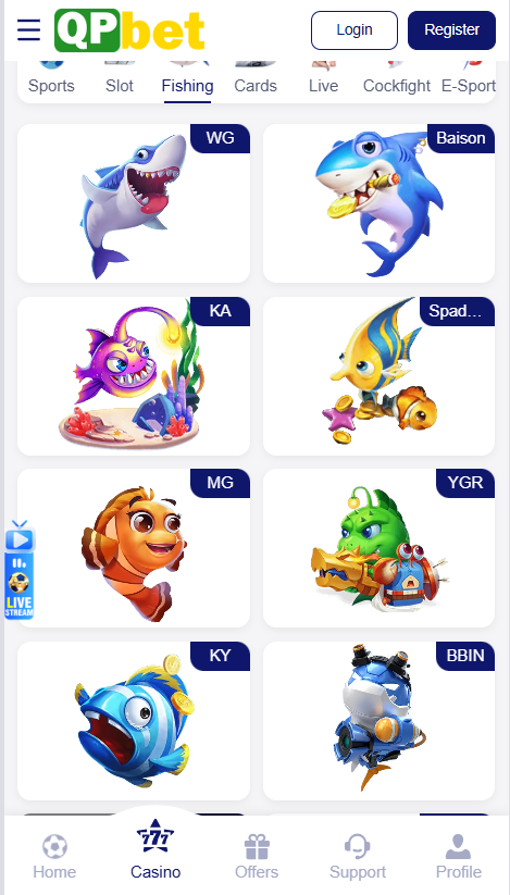 QPbet Game Home Screen