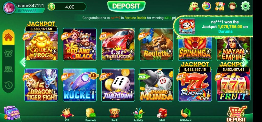 Bet629 Game Home Screen