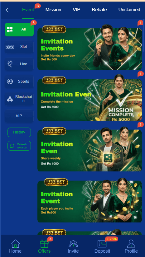 J33.Bet Game Home Screen