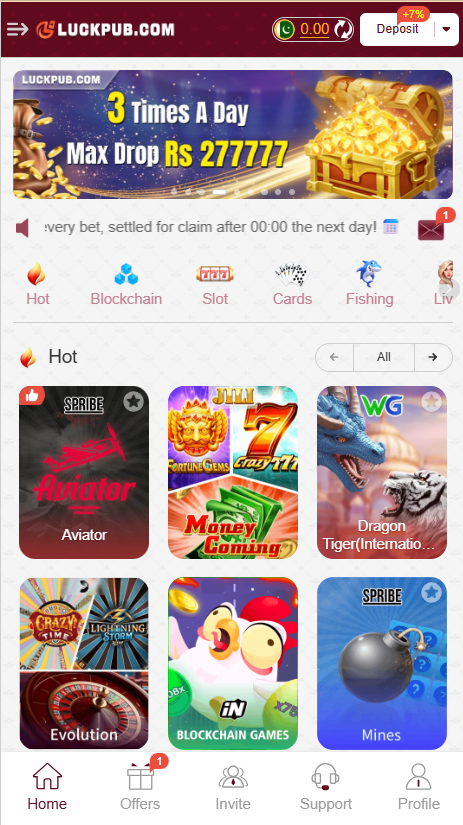 LuckPub Game home Screen