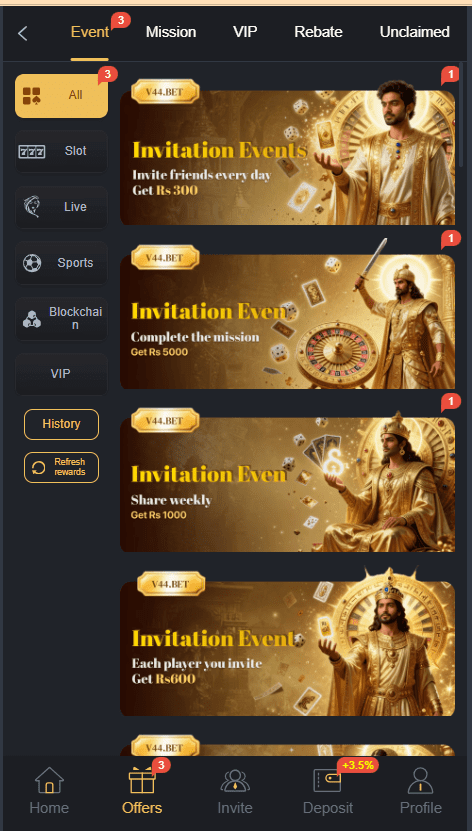 V44.Bet Game Home Screen