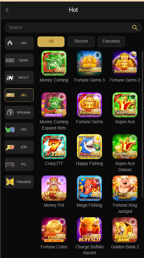 J188 Game Home Screen