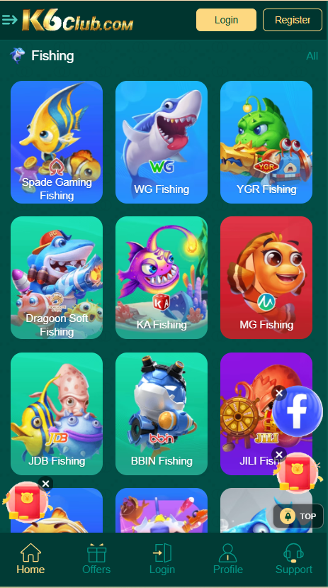 k6club Game Home Screen