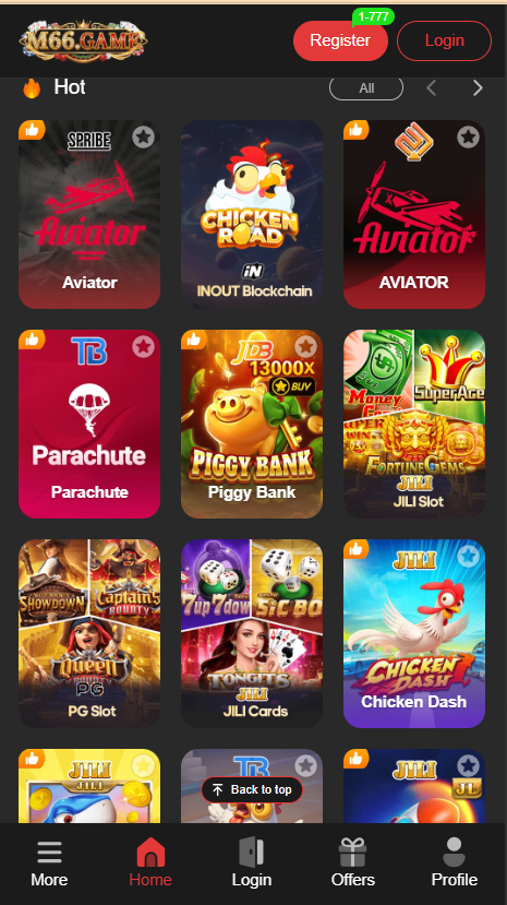 M66 game Home Screen
