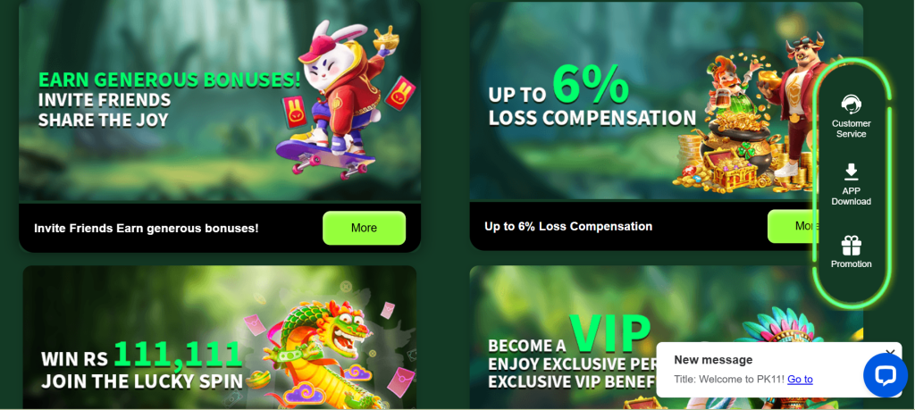 PK11 Game Home Screen