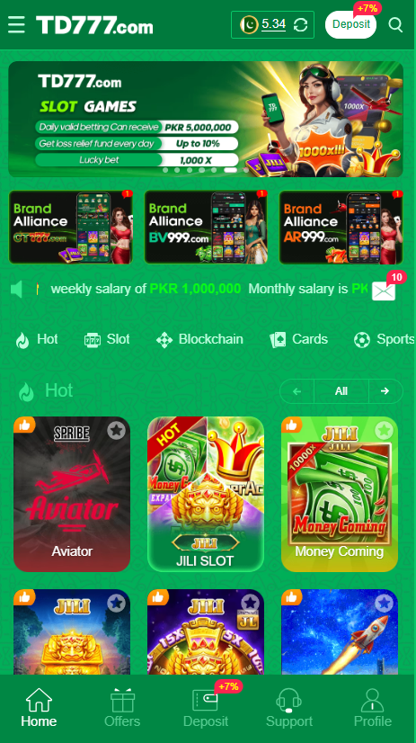 TD777 Game Home Screen