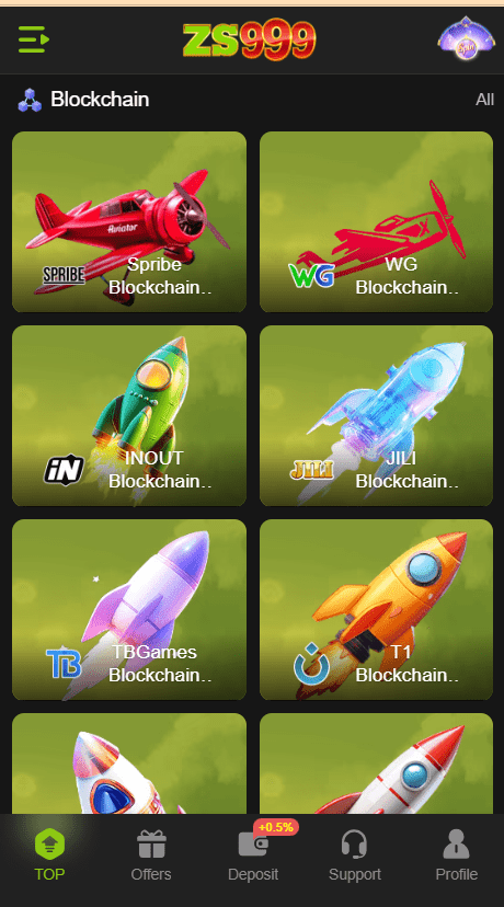 ZS999 Game Home Screen