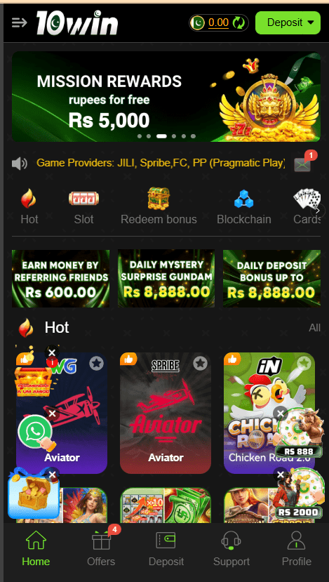 10Win Game Home Screen