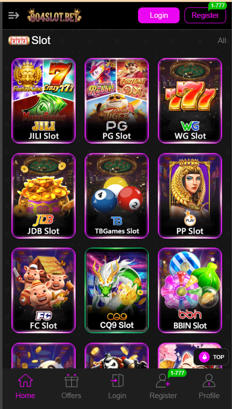 804 Slots Game Home Screen