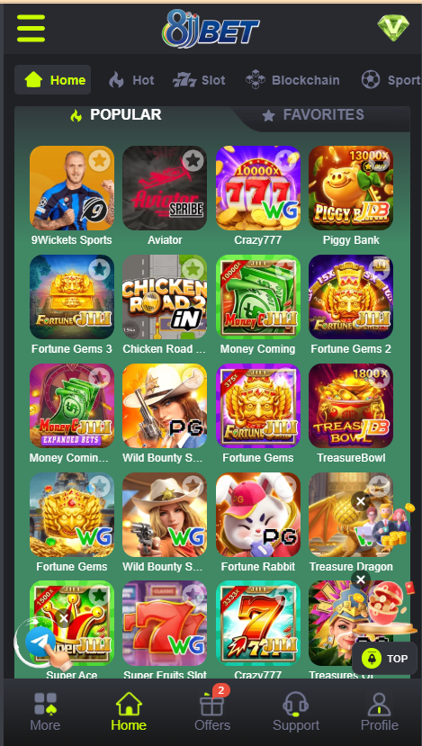 8JJ Bet Game Home Screen
