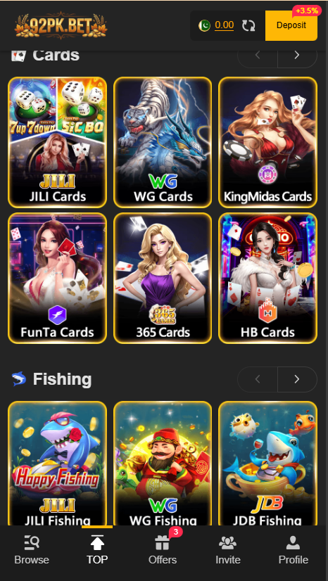 92pk Game Home Screen