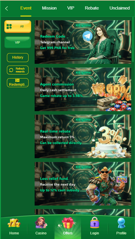 K8 Game Offers Screen