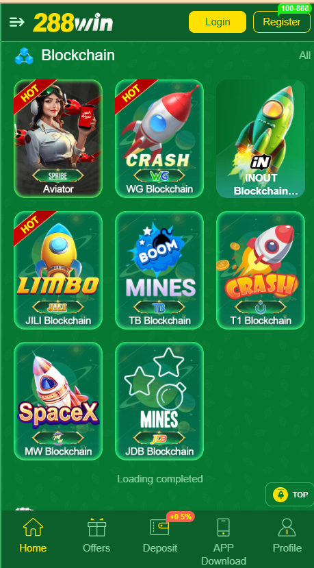 288win Game Home Screen