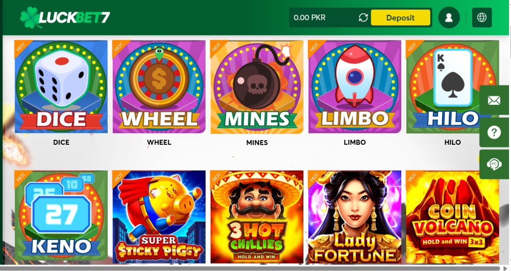 Luckbet7 Game Home Screen