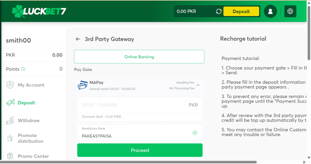 Luckbet7 Game Home Screen