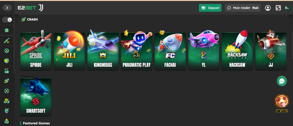 E2Bet Game Home Screen