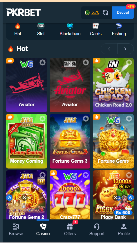 BetPkr Game Home Screen