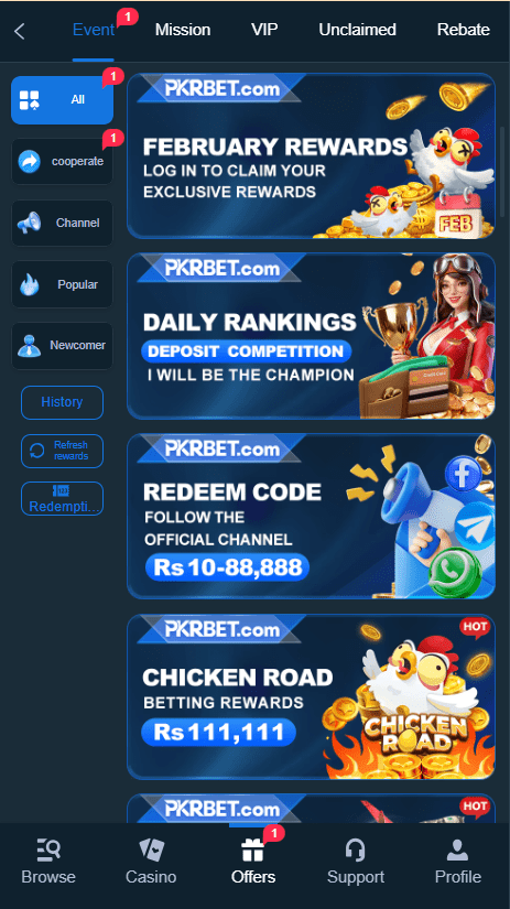 BetPkr Game Home Screen