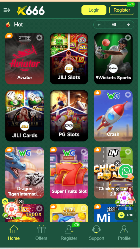 K666 Game Home Screen