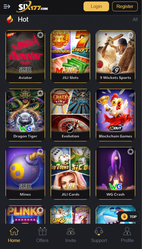 Six177 Game Home Screen