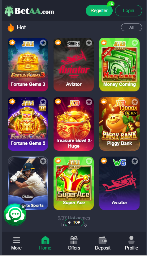 AABet Game Home Screen