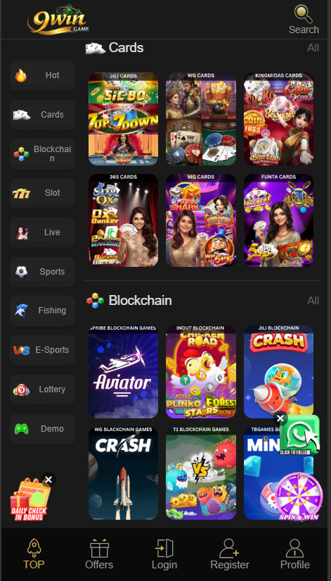 9Win Game Home Screen