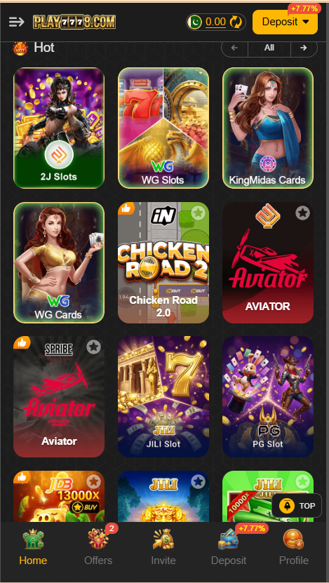 Play7778 Game APK home Screen