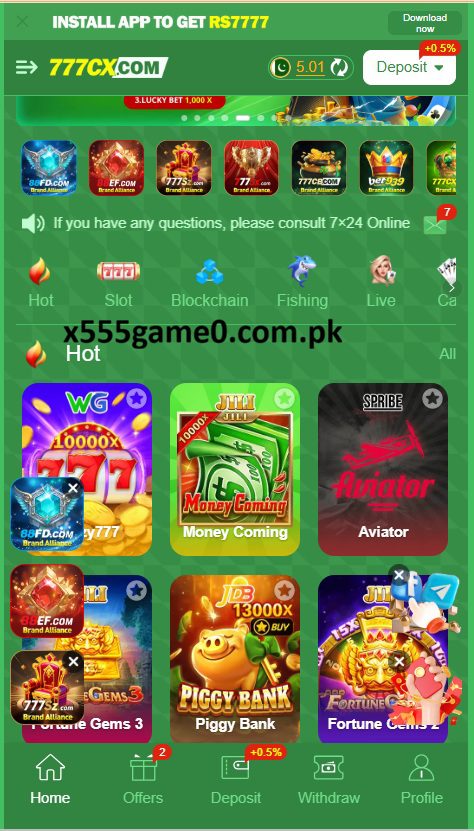 777cx game Home Screen