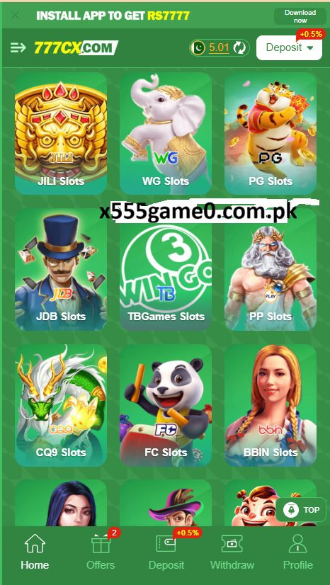 777cx game Home Screen